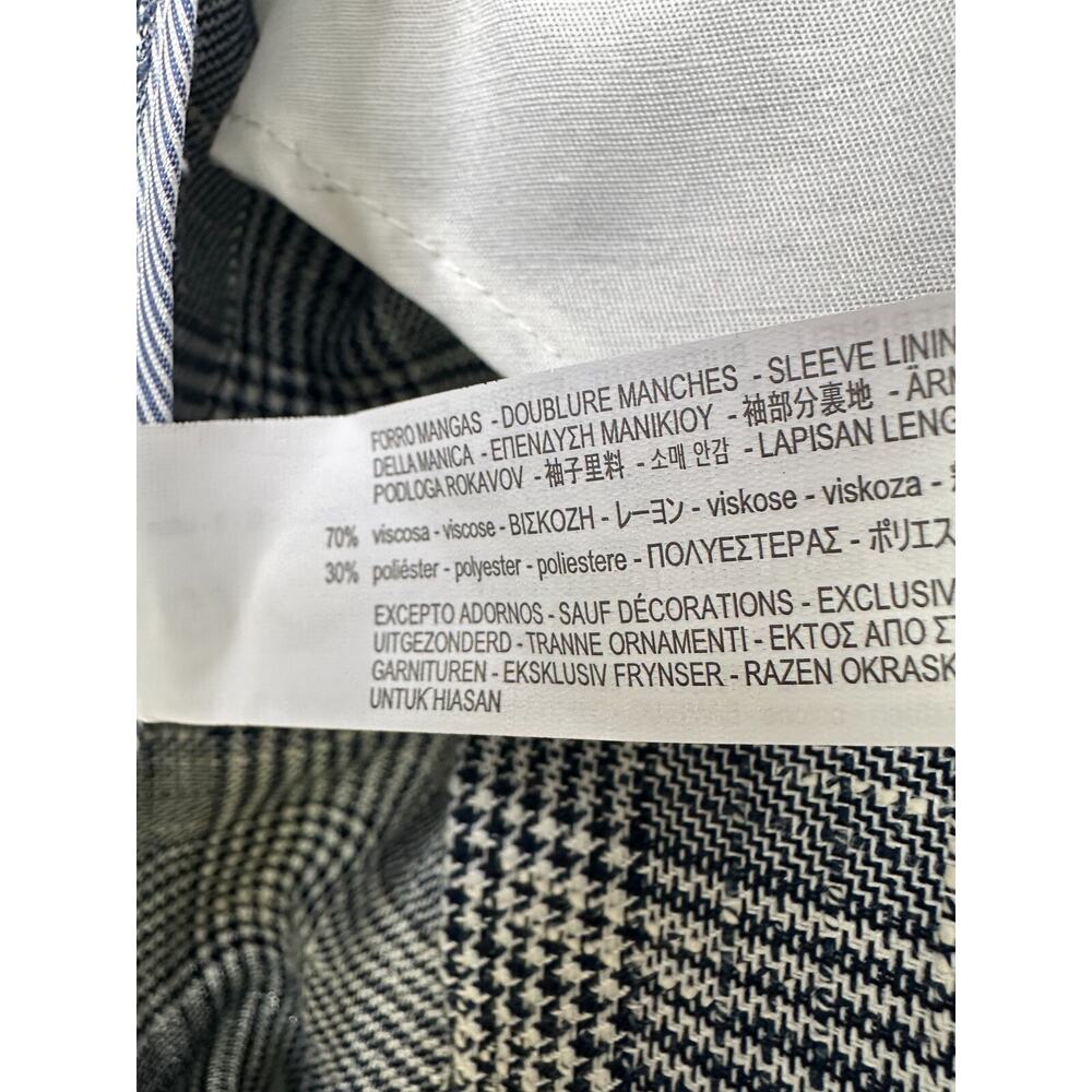Zara Man Blazer Jacket Plaid Houndstooth Navy Blue & White US Men's Size 42 - Picture 8 of 13